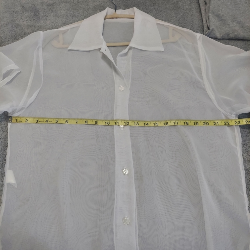 Sheer White Collard Button Down - image 5